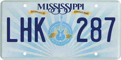 MS license plate LHK287