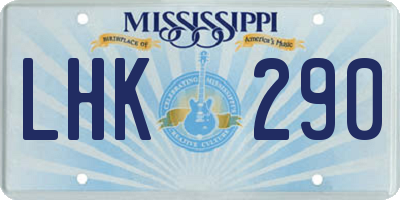 MS license plate LHK290