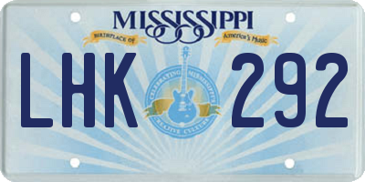 MS license plate LHK292