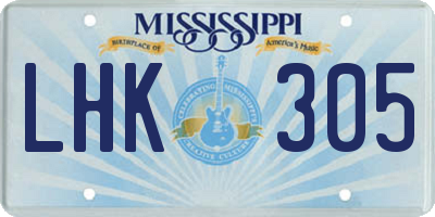MS license plate LHK305