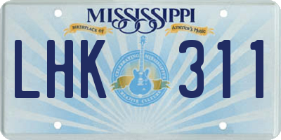 MS license plate LHK311