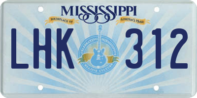 MS license plate LHK312