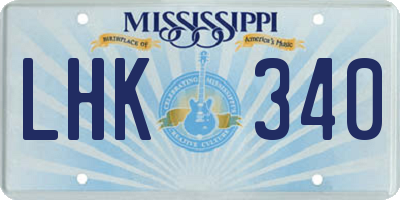 MS license plate LHK340