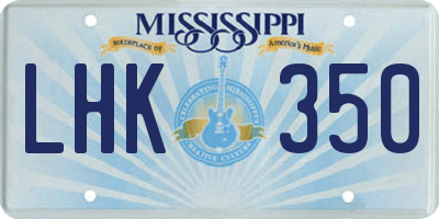 MS license plate LHK350