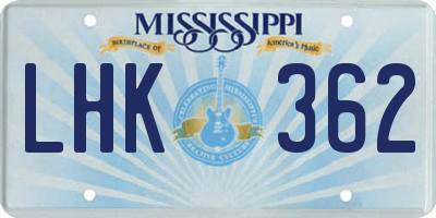 MS license plate LHK362