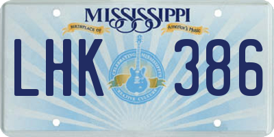 MS license plate LHK386