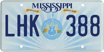 MS license plate LHK388
