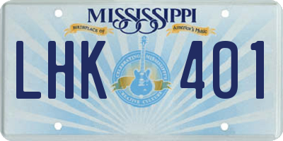 MS license plate LHK401