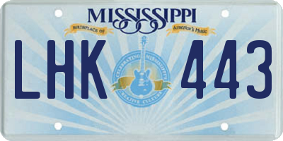 MS license plate LHK443