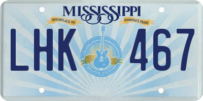 MS license plate LHK467