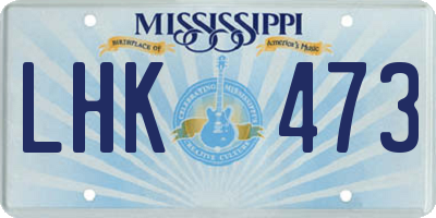 MS license plate LHK473