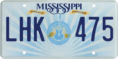 MS license plate LHK475