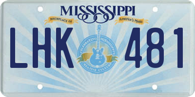 MS license plate LHK481