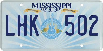 MS license plate LHK502