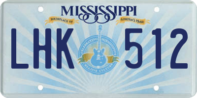 MS license plate LHK512
