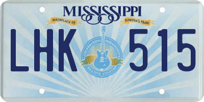 MS license plate LHK515