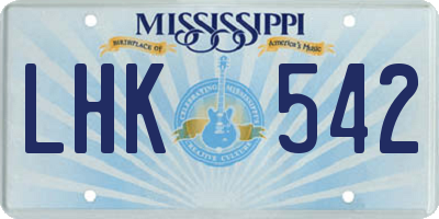 MS license plate LHK542