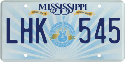 MS license plate LHK545