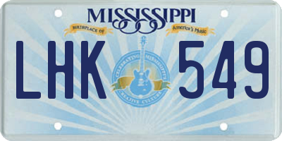 MS license plate LHK549