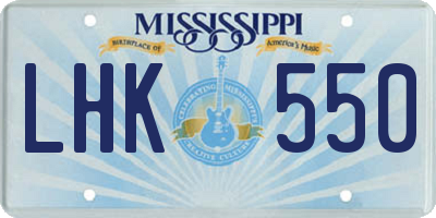 MS license plate LHK550