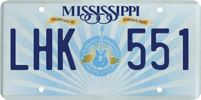 MS license plate LHK551