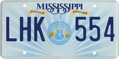 MS license plate LHK554