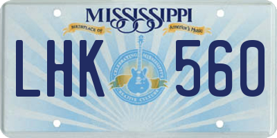 MS license plate LHK560