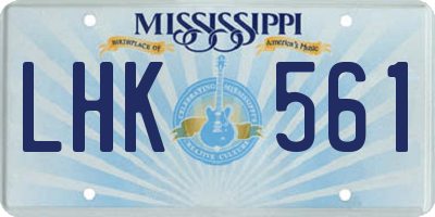 MS license plate LHK561