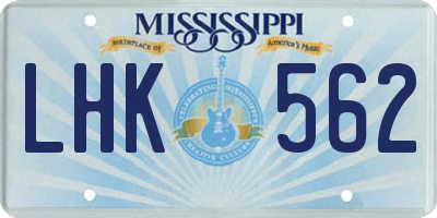MS license plate LHK562