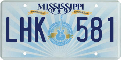 MS license plate LHK581