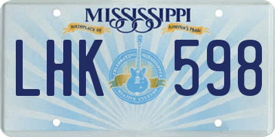 MS license plate LHK598