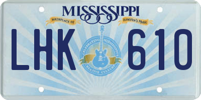 MS license plate LHK610