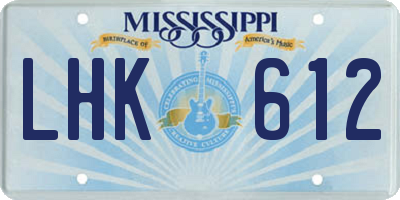 MS license plate LHK612