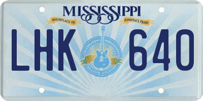 MS license plate LHK640