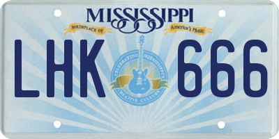 MS license plate LHK666