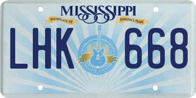 MS license plate LHK668