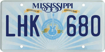 MS license plate LHK680