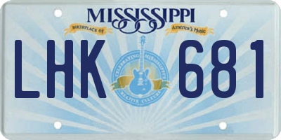 MS license plate LHK681