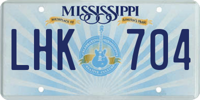 MS license plate LHK704