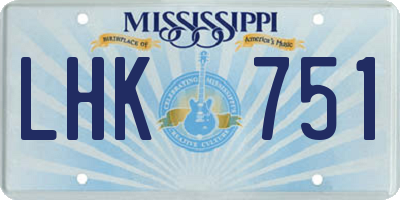 MS license plate LHK751