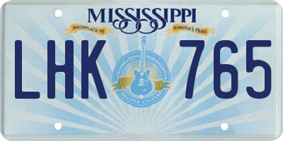 MS license plate LHK765