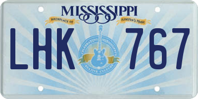 MS license plate LHK767