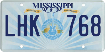 MS license plate LHK768