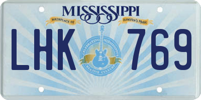 MS license plate LHK769