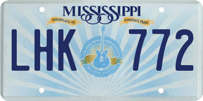 MS license plate LHK772