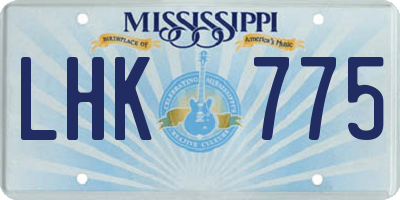 MS license plate LHK775
