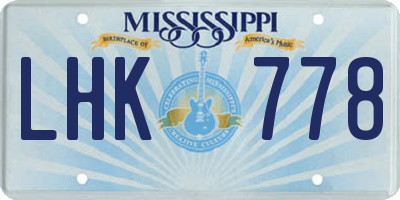 MS license plate LHK778