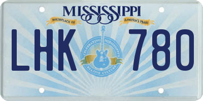 MS license plate LHK780