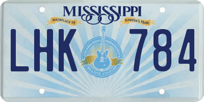 MS license plate LHK784