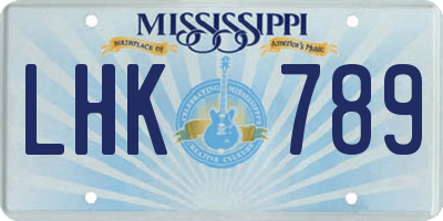 MS license plate LHK789